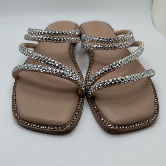 CUSHIONAIRE Women's rhinestone slide sandal +Memory Foam 8.5 WIDE SILVER - Picture 2 of 7